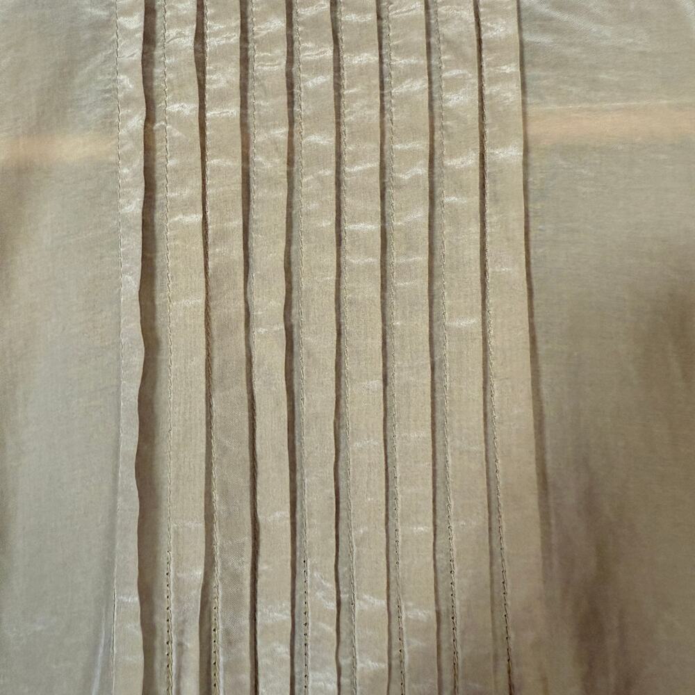 CP Shades | Tan Lightweight Cotton Silk Tunic Top with Roll Tab Sleeves | Medium - Picture 8 of 8
